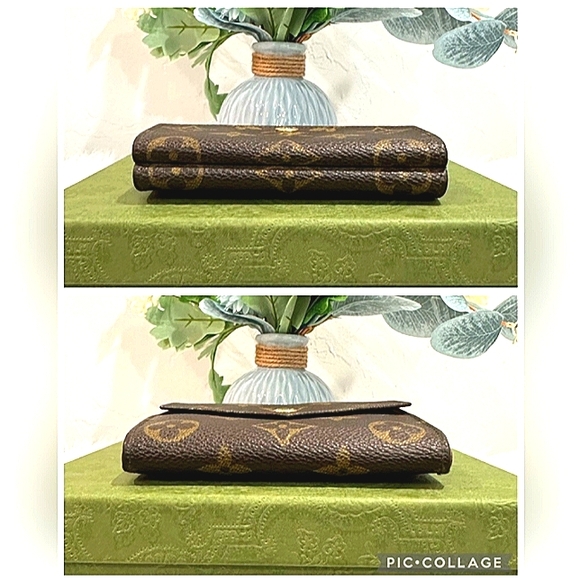 LOUIS VUITTON AUTHENTIC LEATHER V FLAP ELISE WALLET EUC - Picture 10 of 16